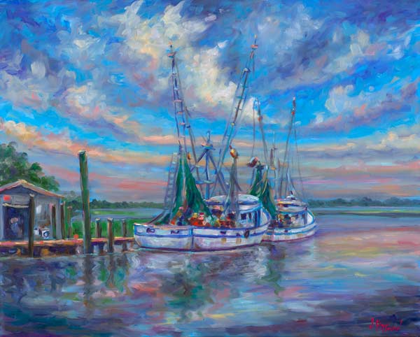 Shrimp Boats along Shem Creek in Mt. Pleasant SC near Charleston.