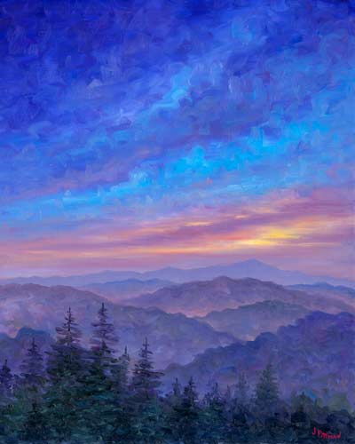 Sunset view of Great Smoky Mountains