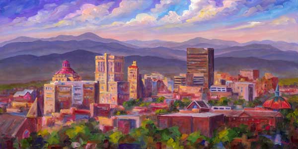 Evening view of the Asheville Skyline from Town Mountain