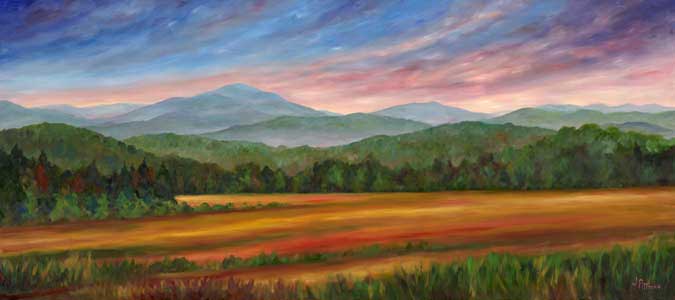 Panoramic view across the Blue Ridge Mountains towards Mt. Pisgah