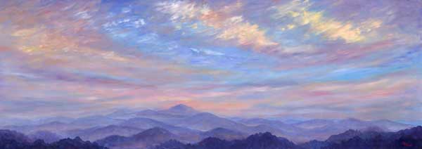 Panoramic view across the Blue Ridge Mountains towards Mt. Pisgah