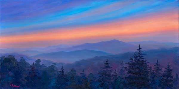 View of Cold Mountain at sunset from the Blue Ridge Parkway.